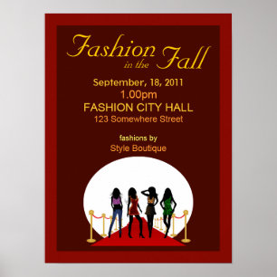 Posters rojos del Diseñador de Fashion Show de inv