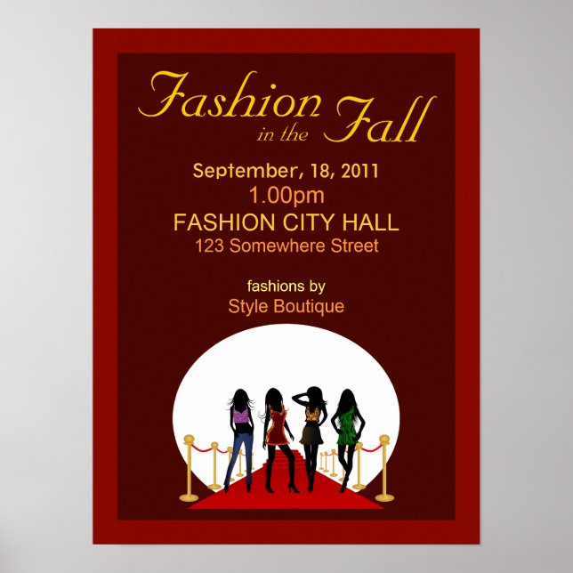 Posters rojos del Diseñador de Fashion Show de inv (Frente)