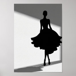 Pósters Silueta de Moda en Negro y Blanco