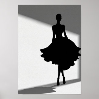 Pósters Silueta de Moda en Negro y Blanco