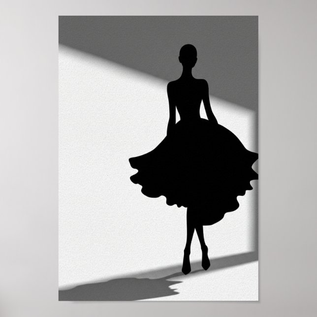 Pósters Silueta de Moda en Negro y Blanco (Frente)
