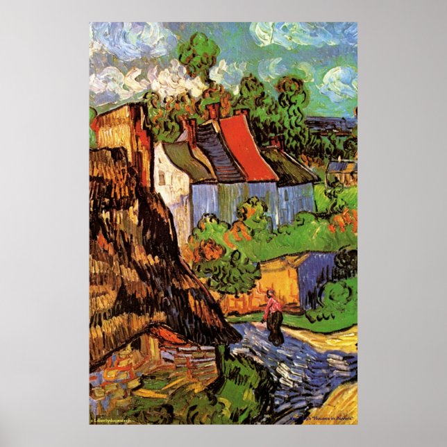 Posters Van Gogh - "Casas en Auvers" 1890 - Arte (Frente)