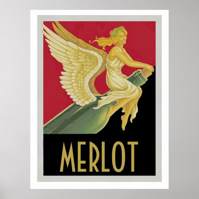 Posters Vino-Wine Merlot, personalizar (Frente)