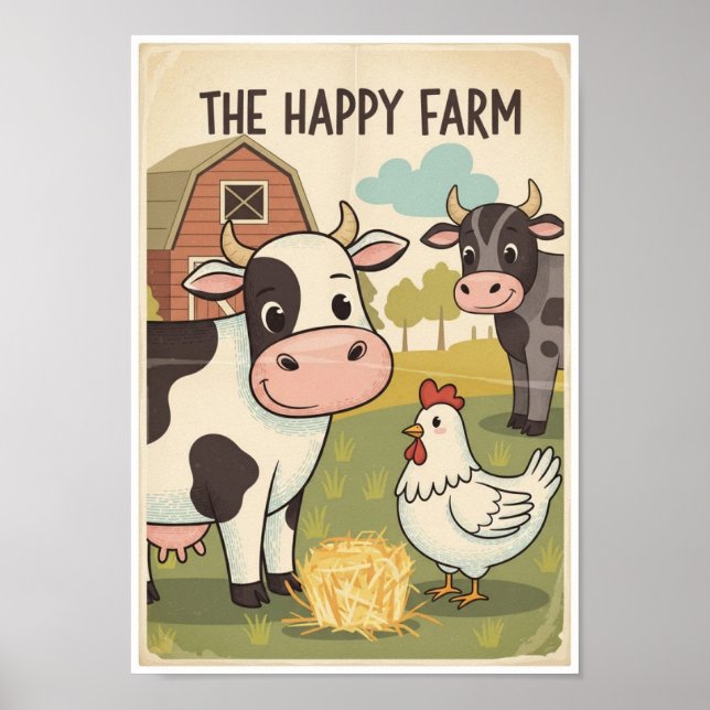 Posters Vintage Farm Animal Print (Frente)