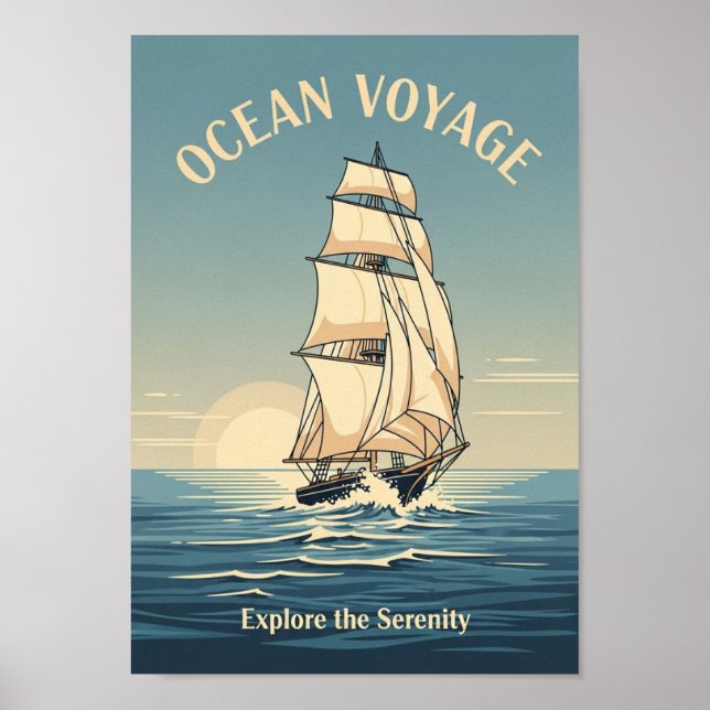 Posters Vintage Ocean Sailboat Print (Frente)