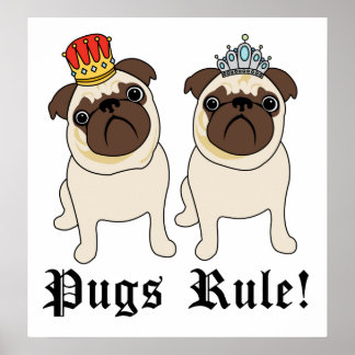 Posters y huellas de Rey y Reina Pug