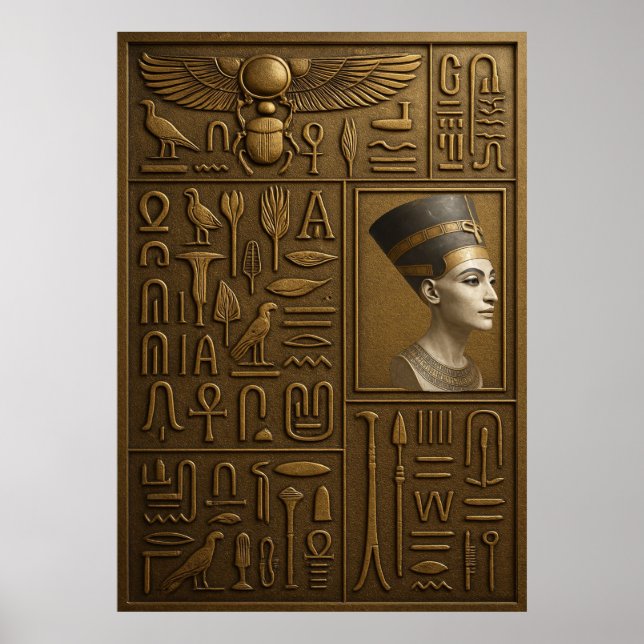 Posters y impresiones jeroglíficos de Nefertiti (Frente)