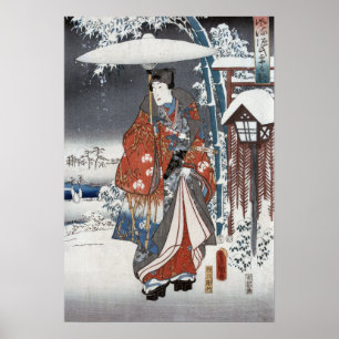 Posters y pinturas de la nieve de Samurai