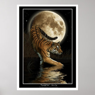 Posters y pinturas de tigre y luna de Bengala