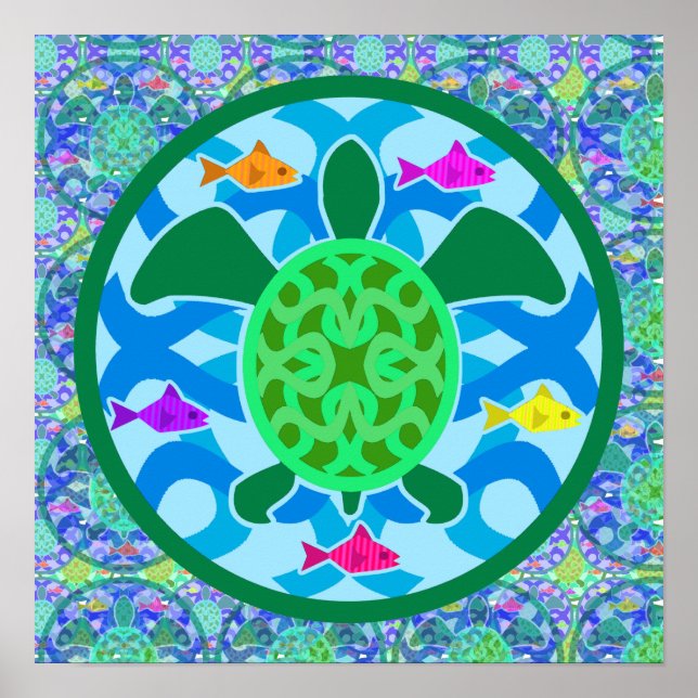 Posters y pinturas de tortugas del Mar Verde (Frente)
