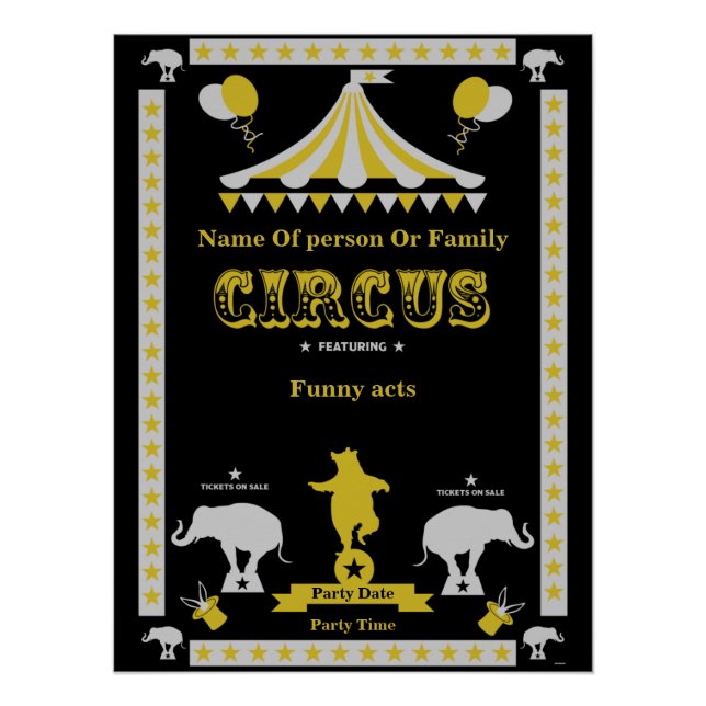 Posters Y Tarjetas Fiestas Circus (Anverso)
