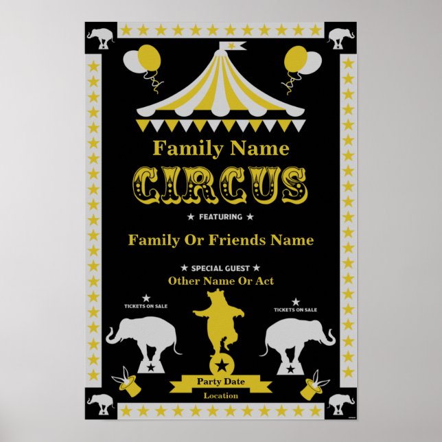 Posters Y Tarjetas Fiestas Circus (Frente)