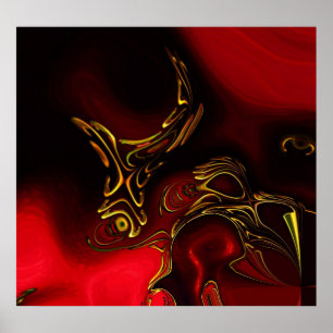 Pósters ZIZZAGO Arte Abstracto Rojo Negro Dorado 2