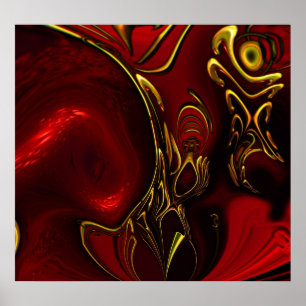 Pósters ZIZZAGO Arte Abstracto Rojo Negro Dorado 5