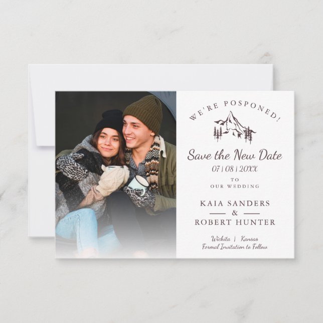 Postponed Wedding Couple Photo Mountain Landscape (Anverso)