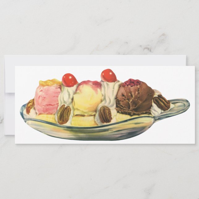 Postres de comida antiguos, cerezas de banana spli (Anverso)