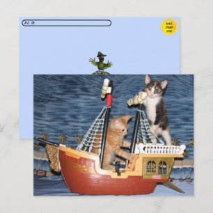 Posttravesar la postal de los gatitos piratas
