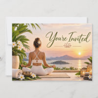 Postura de Yoga Namaste para invitación de clase 