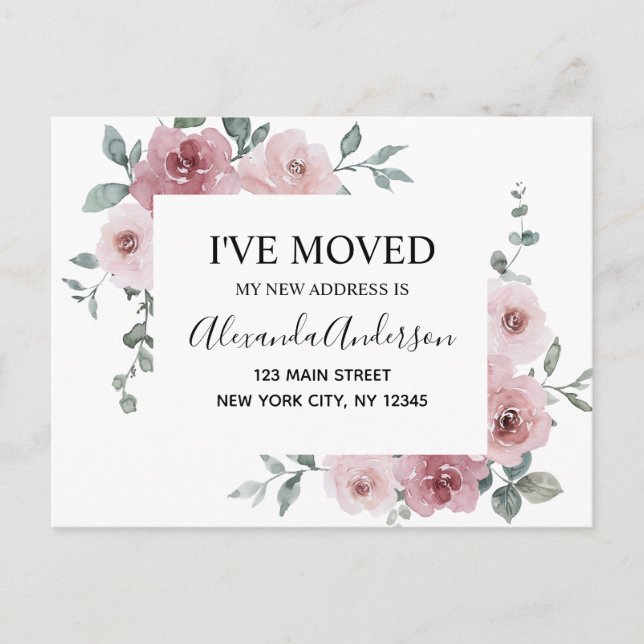 Postura floral rosa y turbia de Invitación movedor (Anverso)