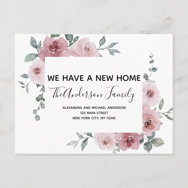 Postura floral rosa y turbia de Invitación movedor (Anverso)