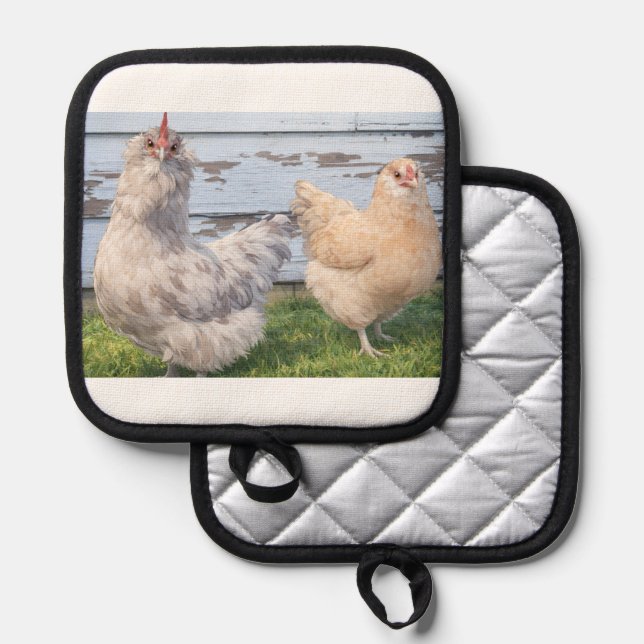 Pot Holder Two Chickens Farmhouse (Anverso/Reverso)