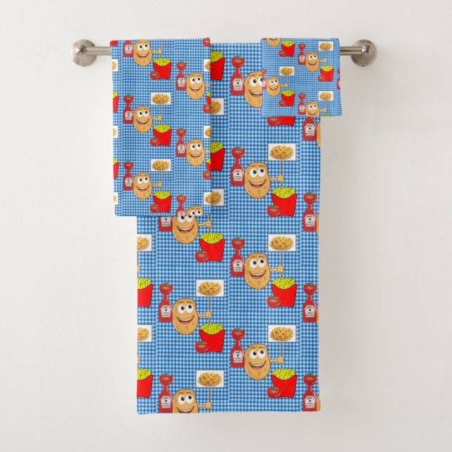 Potato Francés Fries Blue Hands Baño Set de toalla (In situ)