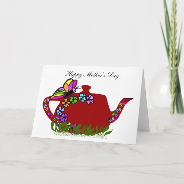 Pote del té de las flores de mariposa, tarjeta (Anverso)