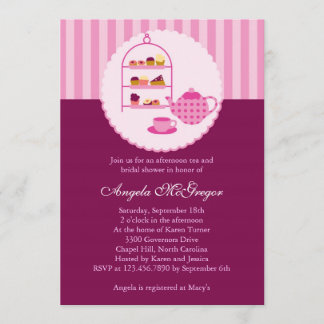 Pote del té e invitación nupcial de la ducha de