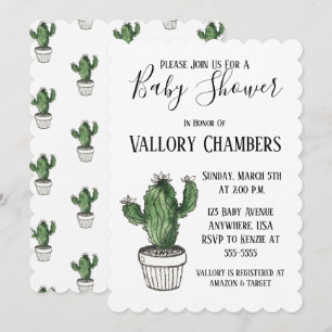 Potente invitación de Cactus a Baby Shower