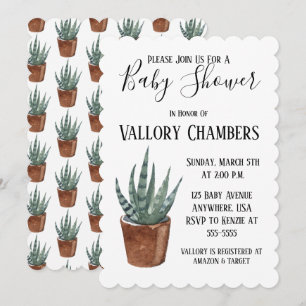 Potente invitación de Cactus a Baby Shower