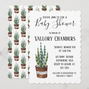 Potente invitación de Cactus a Baby Shower