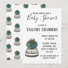 Potente invitación de Cactus a Baby Shower