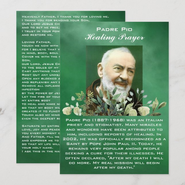 Potente oración para la tarjeta de curación de enf (Anverso / Reverso)