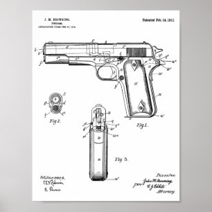 Potro 1911 que broncea la impresión del dibujo del