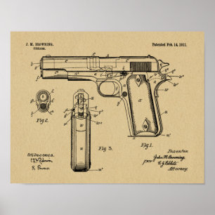 Potro 1911 que broncea la impresión del dibujo del
