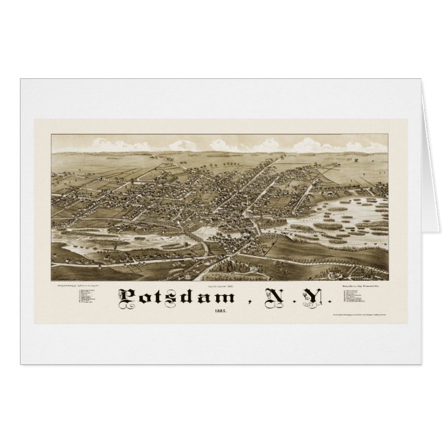 Potsdam, mapa panorámico de NY - 1885 (Anverso (Horizontal))