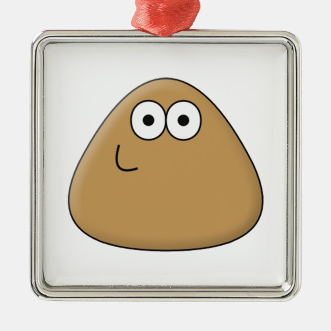 Pou feliz - Ornamentos cuadrados premium (Frente)