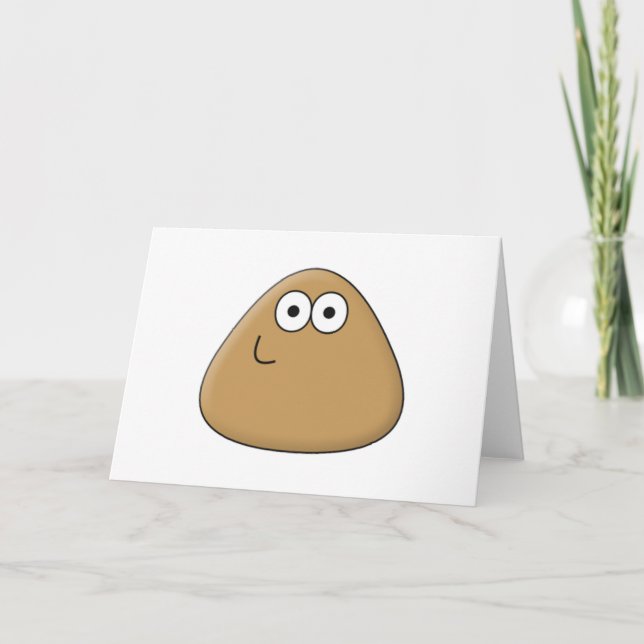 Pou feliz - Tarjeta de saludo horizontal (Anverso)