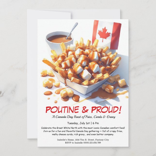 Poutine & Proud - Invitación de fiesta de comida p (Anverso)