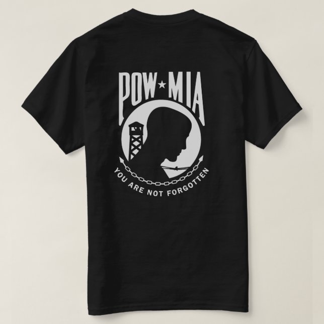 POW MIA Mens Camiseta negra 2 (Reverso del diseño)