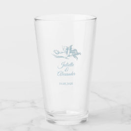 Powder Blue Toile de Jouy Wedding Glass Cup 