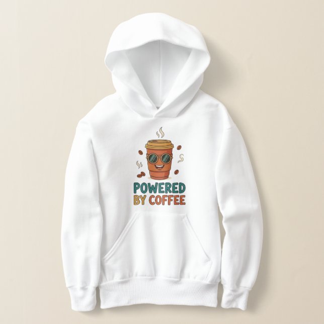 Powered by Coffee Cute Cartoon Hoodie (Distribución )
