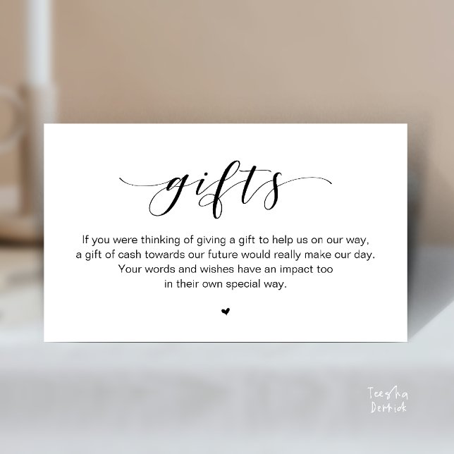 Pozo de Deseos de Boda, Una Nota Sobre Regalos (Beautiful Elegant Wedding Wishing Well, A Note On Gifts Enclosure Card in Black and White)