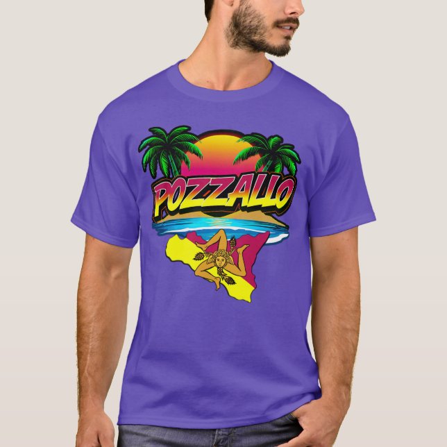 Pozzallo Sicilia Sunset con camiseta de palmas (Anverso)