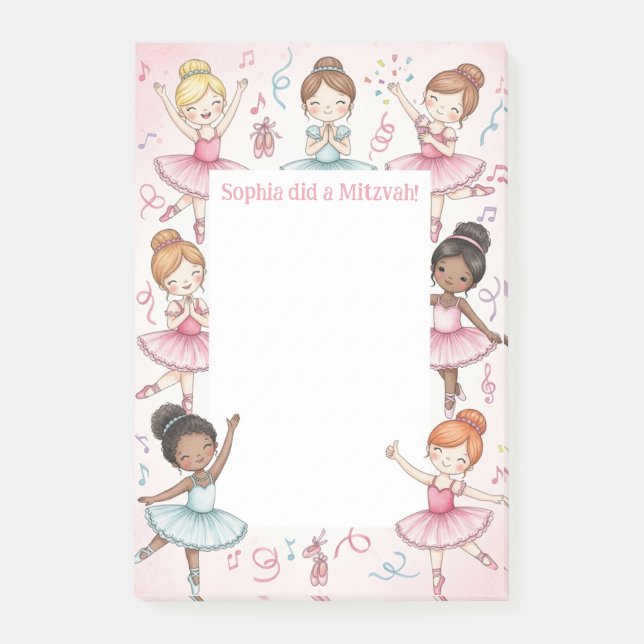 Ppad de nota para la Ballerina rosa personalizada  (Anverso)