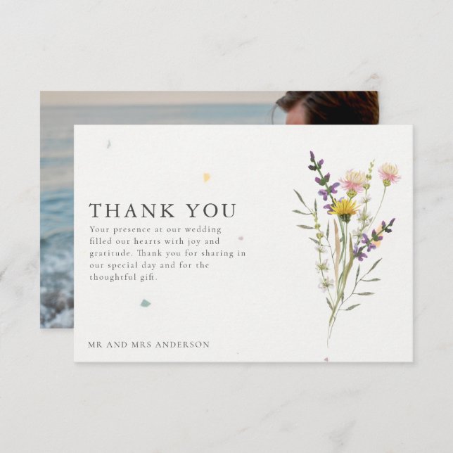 Pradera de Flores Silvestres Foto Agradecimiento d (Anverso / Reverso)