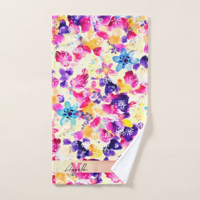 Pradera de flores silvestres shabby (Toalla de mano)