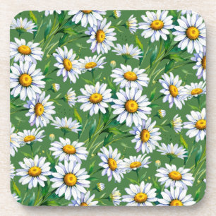 Prado de margaritas. Acuarelas Posavasos de plásti