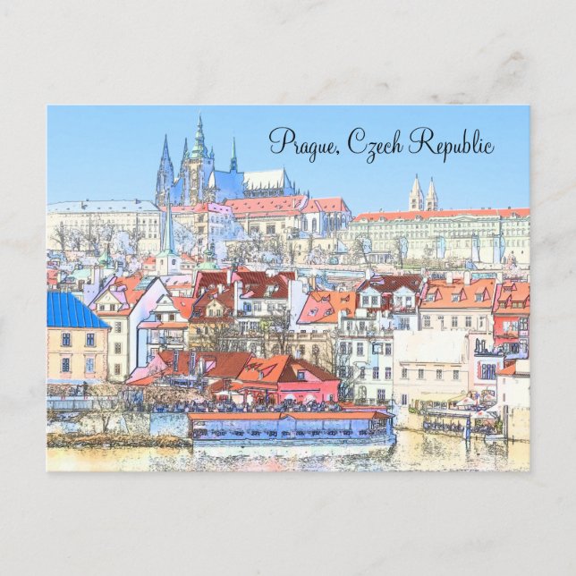 Praga en la tarjeta postal Pastel (Anverso)