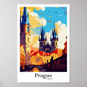 Praga Ilustracion de viajes por arte checo